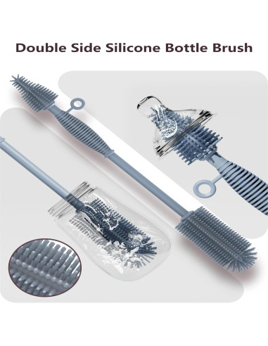 Juego de cepillos de silicona Raymeefa para botellas y popotes