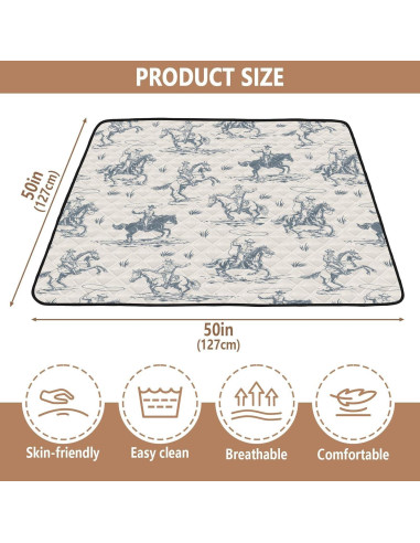 Alfombra de Juego para Bebés Vaquero Retro 127x127 cm Suave