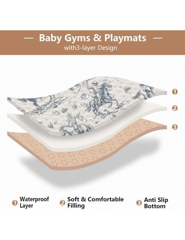 Alfombra de Juego para Bebés Vaquero Retro 127x127 cm Suave