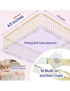 Parque Infantil Plegable de Madera CK-PLAYPEN01 160x160 cm 2