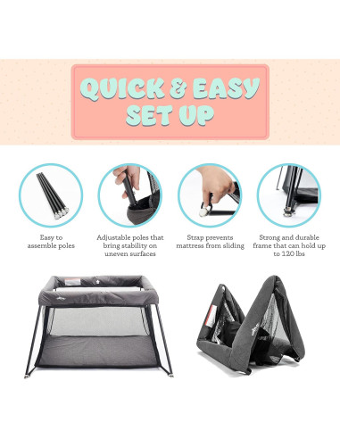 Cuna de viaje plegable UNiPLAY 114x85.6cm para bebés y niños