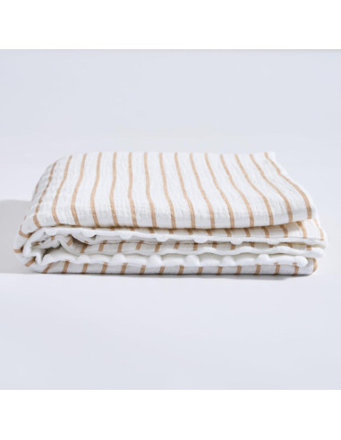 Manta de Muselina Meracorallo 76x102 cm Raya Neutral Bebé