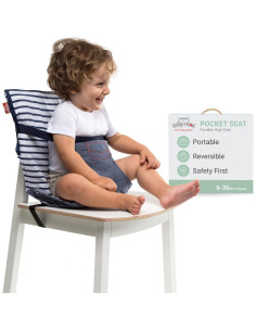 Silla Alta Portátil BabyToLove Denim | Asiento Seguro para Bebés 2