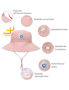 Sombrero de Sol para Bebé UPF 50+ Rojo Rosa 6-24 meses 2