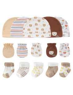 Conjunto de Gorros, Manoplas y Calcetines Ruliby 0-6 meses