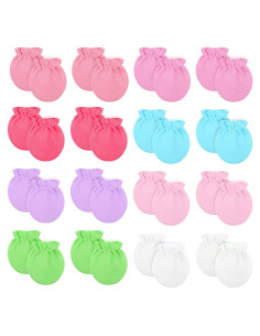 16 Pares de Manoplas para Bebés HekouJiub 0-6 Meses Algodón