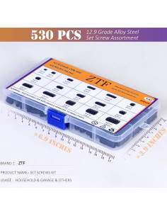 Kit de Tornillos de Ajuste M3 a M8 ZTF - 530 Piezas Acero 12.9 2