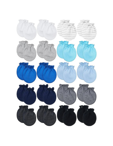 20 Pares Manoplas de Algodón para Bebés 0-6 Meses Sin Rasguños
