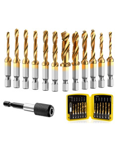 Juego de Brocas y Machos Combinados THINKWORK 13 PCS SAE/Métrico