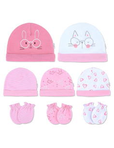 Conjunto Mitones y Gorras Algodón Orgánico DOKMA 0-6 Meses
