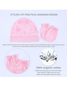 Conjunto Mitones y Gorras Algodón Orgánico DOKMA 0-6 Meses 2