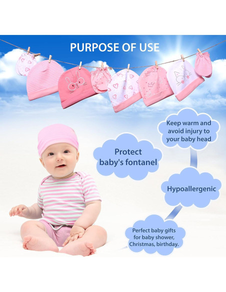 Conjunto Mitones y Gorras Algodón Orgánico DOKMA 0-6 Meses