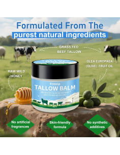 Paquete de 4 bálsamos de sebo de res Frnoip 56.7g para piel sensible 2