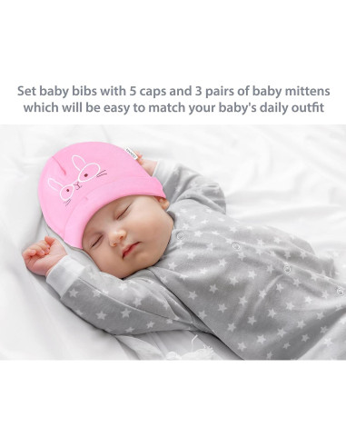 Conjunto Mitones y Gorras Algodón Orgánico DOKMA 0-6 Meses