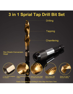 Juego de Brocas y Machos Combinados THINKWORK 13 PCS SAE/Métrico 2