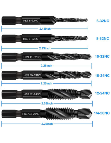 Juego de Brocas y Machos de Rosca DKIBBITH 6 Piezas SAE
