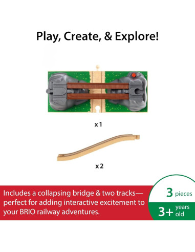 Puente Colapsable BRIO World - Accesorio de Madera 3 Piezas