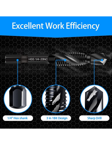 Juego de Brocas y Machos de Rosca DKIBBITH 6 Piezas SAE