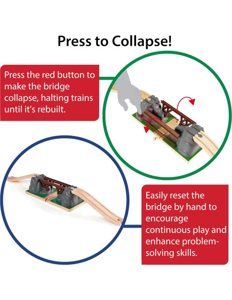 Puente Colapsable BRIO World - Accesorio de Madera 3 Piezas
