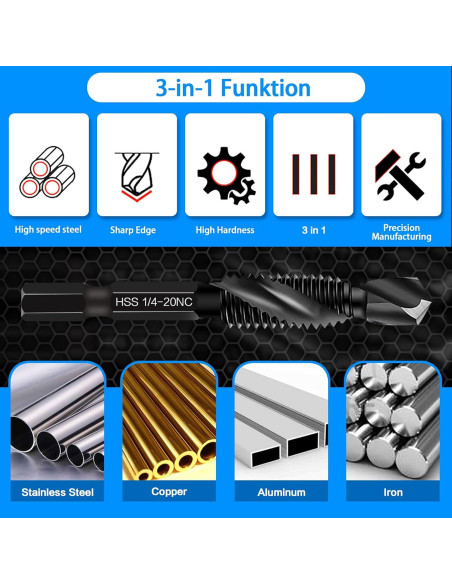 Juego de Brocas y Machos de Rosca DKIBBITH 6 Piezas SAE