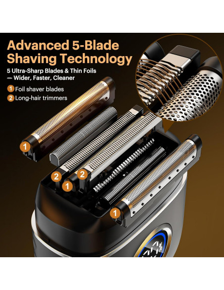 Afeitadora eléctrica TOPWILL FX80 5 cuchillas USB-C impermeable