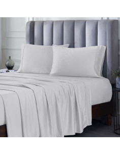 Juego de Sábanas Rey Superior 100% Rayón de Bambú 300 Hilos Platino 2