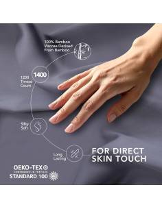 Juego de Sábanas King EPITEX 4 Piezas Viscosa Bambú 200 Hilos 2