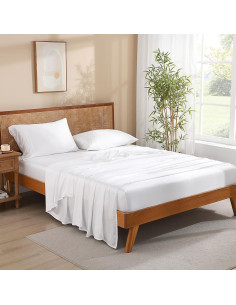 Juego de Sábanas Twin XL Rosecret 300 Hilos Viscosa Bambú Blanco 2
