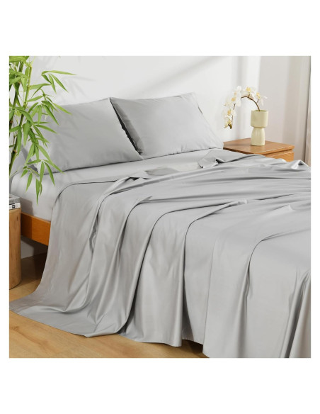 Juego de Sábanas King NATUREFIELD 4 Piezas Rayón Bambú Algodón
