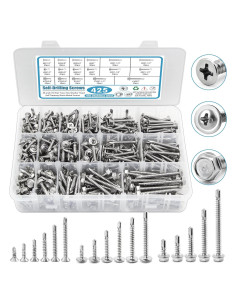 Juego de Tornillos Autorroscantes SATANTECH 425pcs Acero Inoxidable
