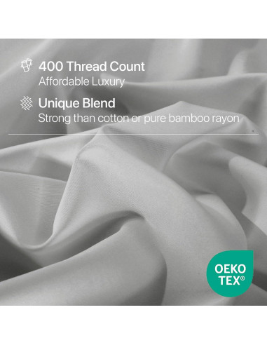 Juego de Sábanas King NATUREFIELD 4 Piezas Rayón Bambú Algodón