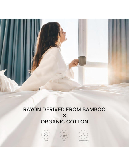 Juego de Sábanas King NATUREFIELD 4 Piezas Rayón Bambú Algodón