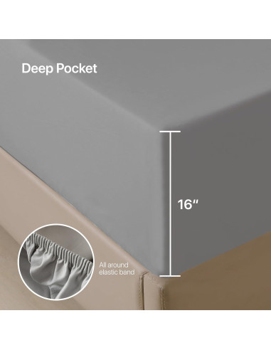 Juego de Sábanas King NATUREFIELD 4 Piezas Rayón Bambú Algodón