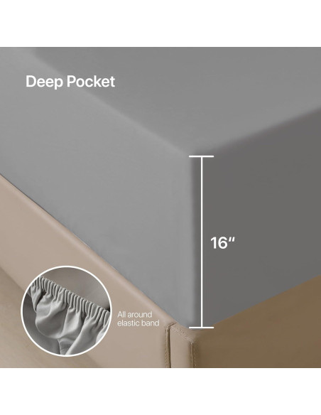 Juego de Sábanas King NATUREFIELD 4 Piezas Rayón Bambú Algodón