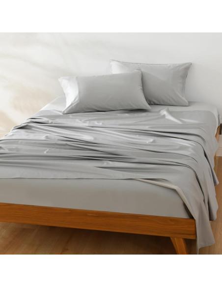 Juego de Sábanas King NATUREFIELD 4 Piezas Rayón Bambú Algodón