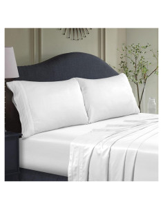 Juego de Sábanas de Rayón de Bambú 300 Hilos Tribeca Living Rey Blanco