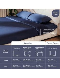 Juego de Sábanas de Viscosa de Bambú KOSMU Rey Azul 2