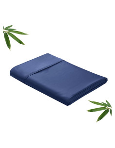 Sábana Plana Completa Zaizaihome Viscosa de Bambú Azul Marino