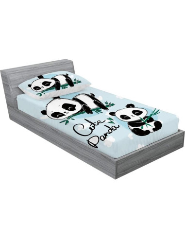 Conjunto de Sábanas Queen Wajade Panda 3D Microfibra 3 Piezas
