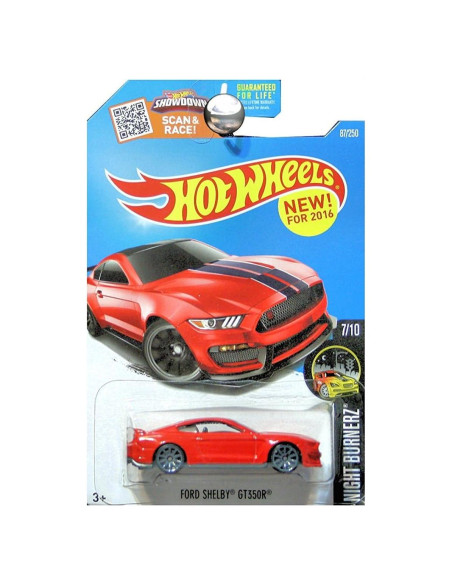 Hot Wheels Ford Shelby GT350R 2016 Noche Burnerz Rojo