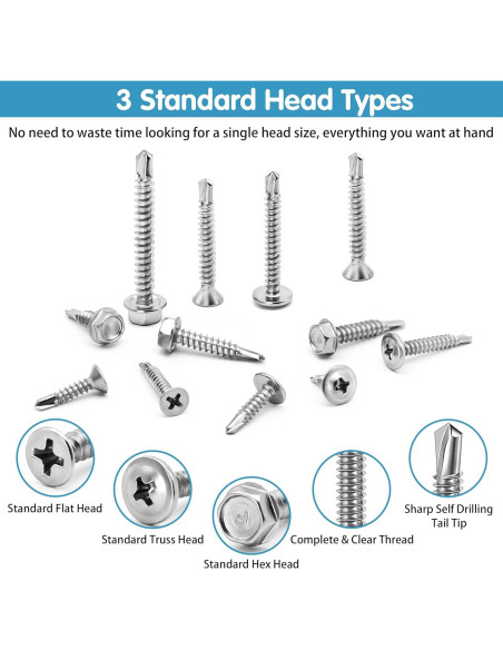 Juego de Tornillos Autorroscantes SATANTECH 425pcs Acero Inoxidable