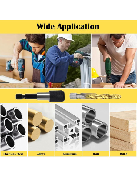 Juego de Brocas y Machos Combinados Herism 13 Piezas Titanio