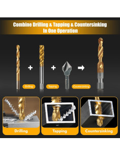 Juego de Brocas y Machos de Rosca Junreox 6 Piezas HSS 2