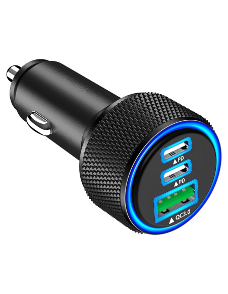 Cargador de Coche Rápido 67W Rombica 3 Puertos USB-C y USB-A