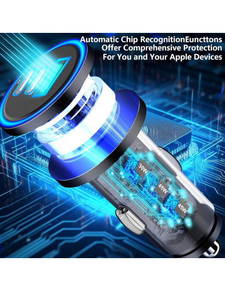 Cargador de Coche Rápido 67W Rombica 3 Puertos USB-C y USB-A