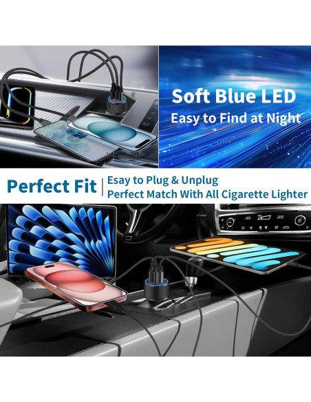 Cargador de Coche Rápido 67W Rombica 3 Puertos USB-C y USB-A