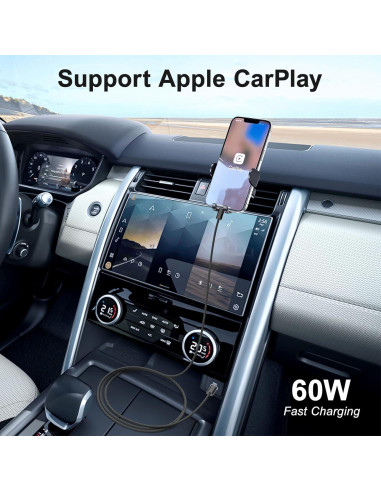 Cargador de coche USB C Agtray 65W 4 puertos con cables 2m