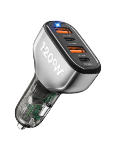 Cargador de Coche USB-C 120W SONRU 4 Puertos Carga Rápida