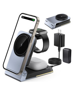 Estación de Carga Inalámbrica 3 en 1 Solocarboy con Luz