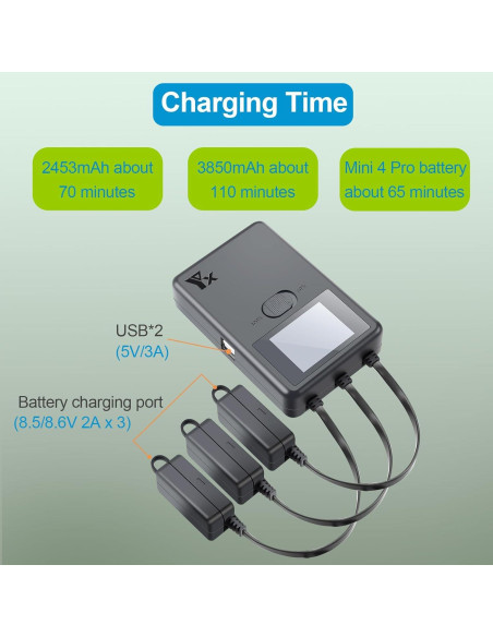 Cargador de Batería Hanatora para DJI Mini 4 Pro y Mini 3